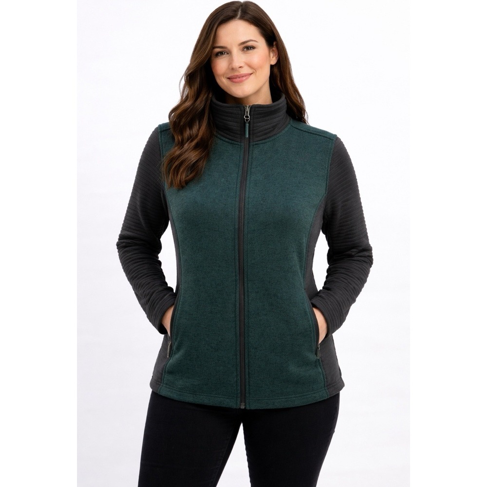Women's The North Face Indi Full Zip Jacket in green and black Size M